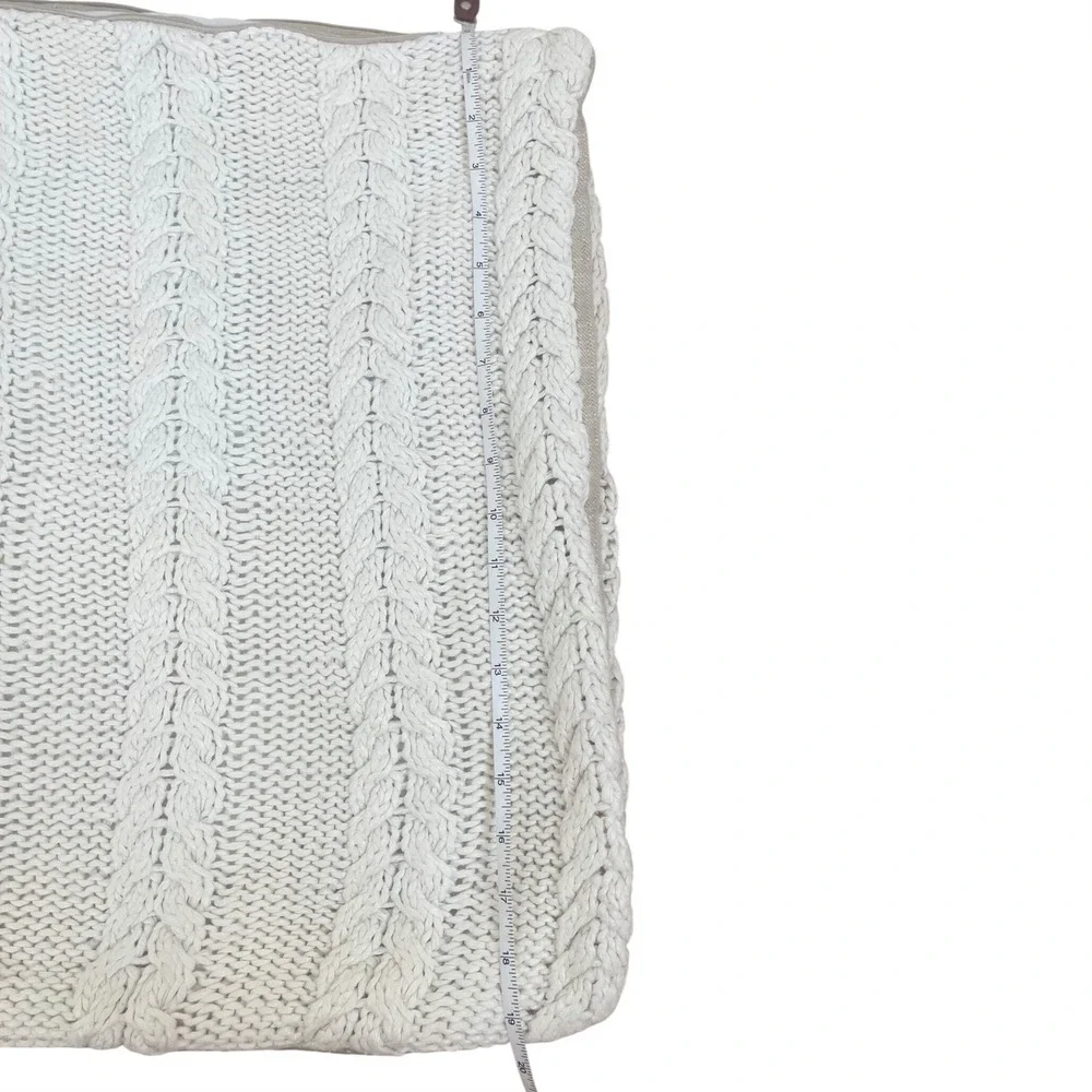 Villa by Classic Home Cable Knit Pillow Cover Cream Linen Cotton 20x20 Square